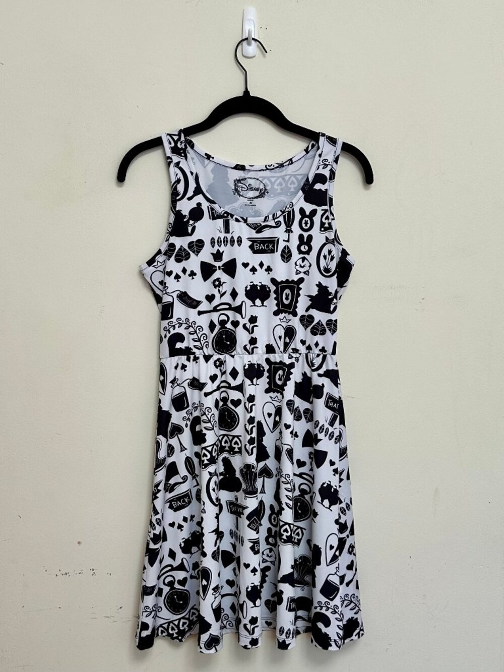 Disney Alice in Wonderland Black White Skater Dress Medium